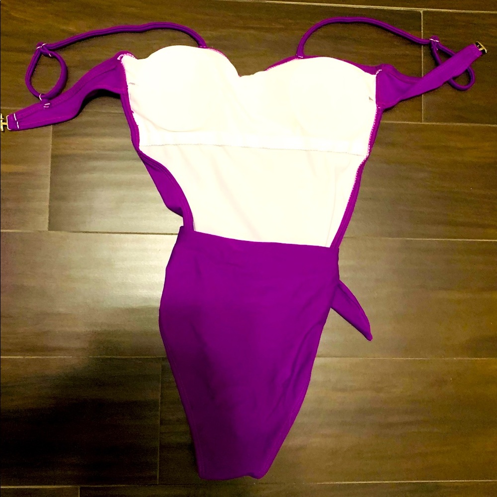 Purple one piece swim suit